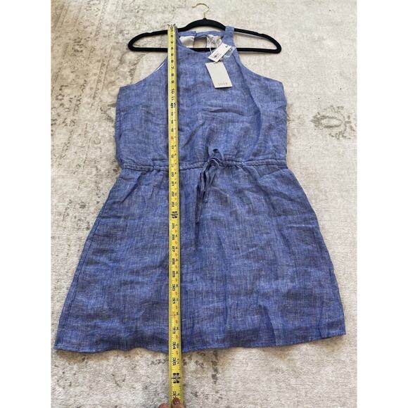 NWT $228 Joie Diega 100% Linen Blue Plaza‎ Mini Dress Small Casual Sleeveless - Picture 8 of 8